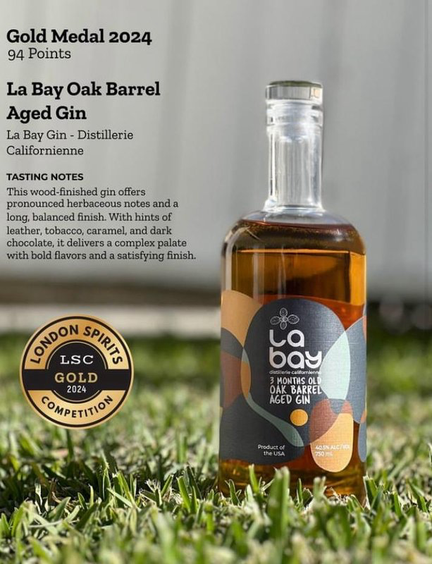 La Bay Oak Barrel Aged Gin - Gold - London Spirits Competition (LSC) - 2024