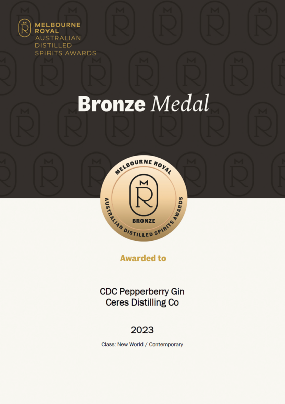 CDC Pepperberry Gin - Bronze - Melbourne Royal Australian Distilled Spirits Awards - Australia - 2023