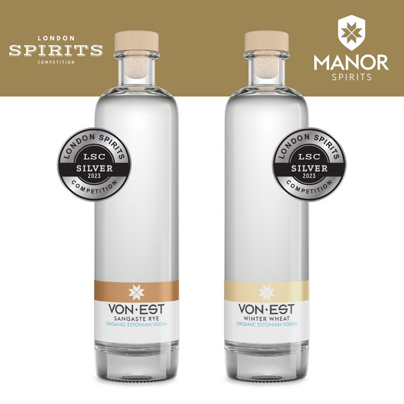 VON•EST Sangaste Rye Organic Estonian Vodka / VON•EST Winter Wheat Organic Estonian Vodka - Silver - London Spirits Competition - 2023