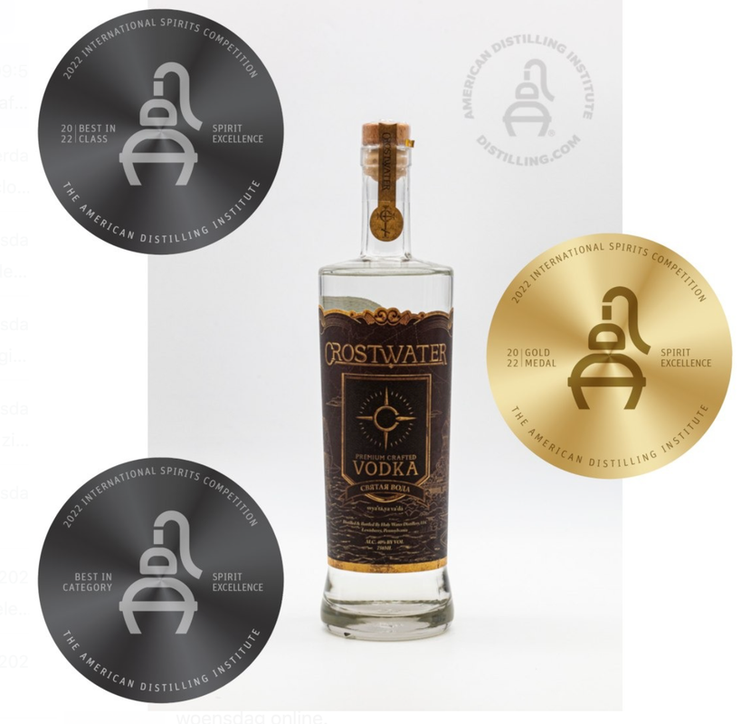 Crostwater Vodka - Best in Class; Best in Category; Gold Medal - 2022 International Spirits Competition (The American Distilling Institute) - 2022