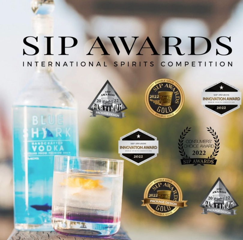 Blue Shark Handcrafted Vodka - Platinum; Double Gold; Gold; Innovation Award; Consumers Choice Award - SIP Awards International Spirits Competition - 2022