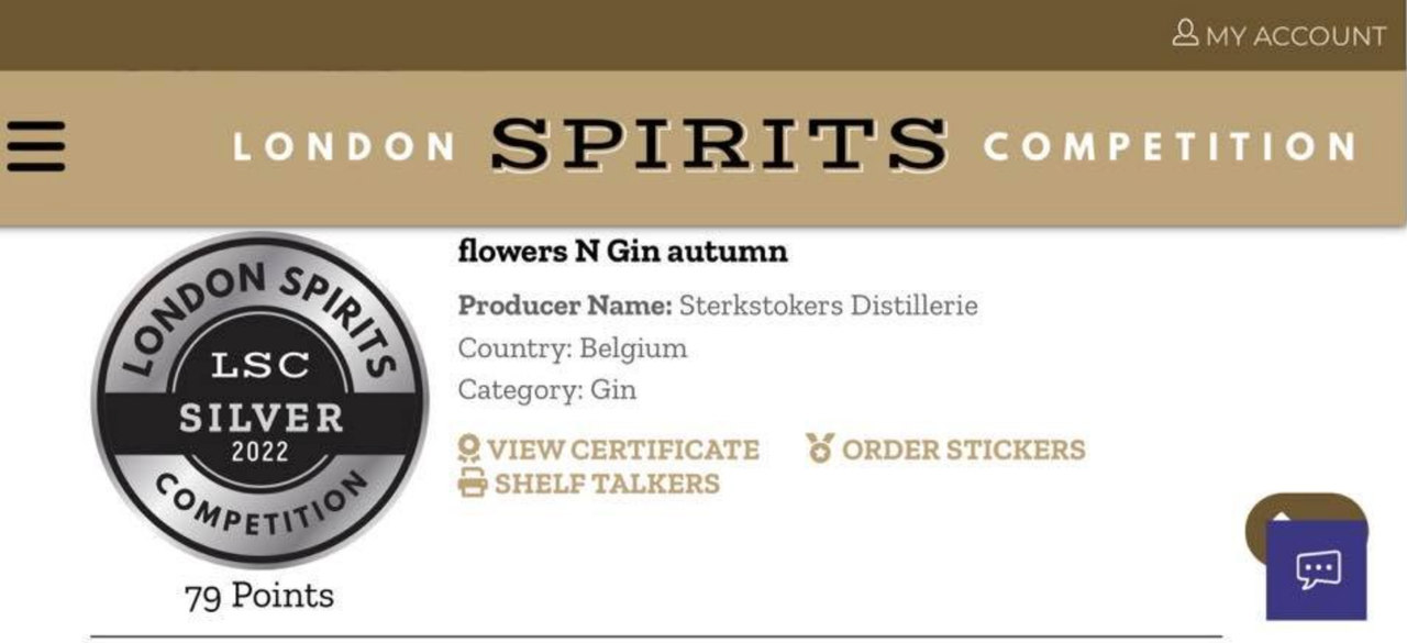 flowers N Gin autumn - Silver - London Spirits Competition - Belgium - 2022