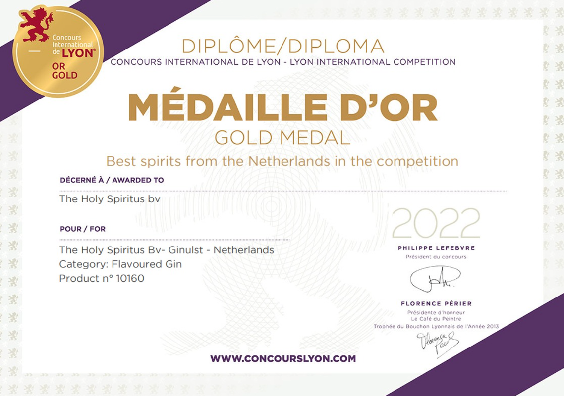 The Holy Spiritus bv - Gold - Concours International de Lyon (Lyon International Competition) - Netherlands - 2022