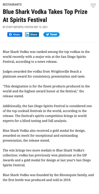 Blue Shark Vodka - Platinum - San Diego Spirits Festival - 2021