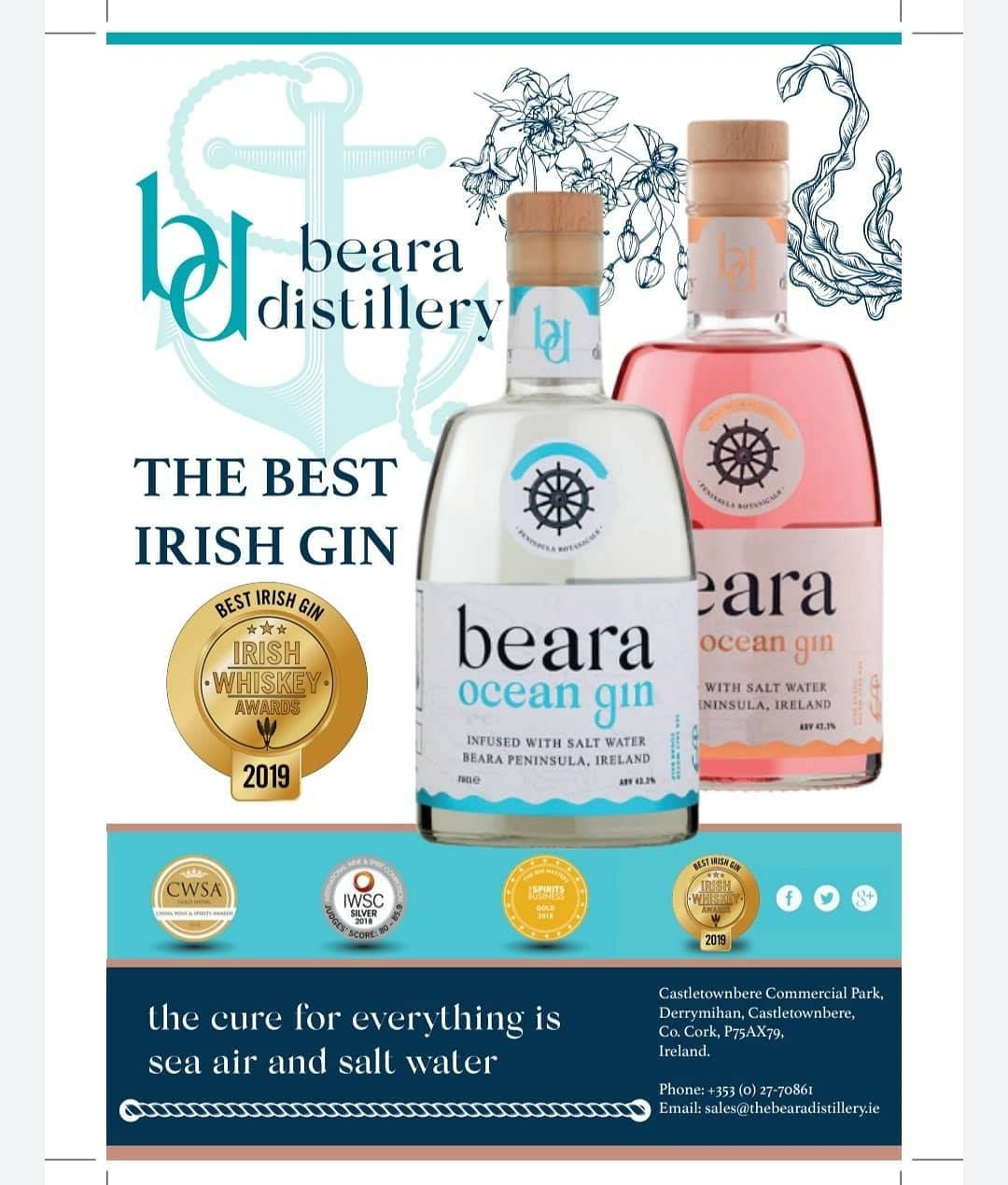 Beara Ocean Gin - Best Irish Gin - Irish Whiskey Awards - Ireland - 2019