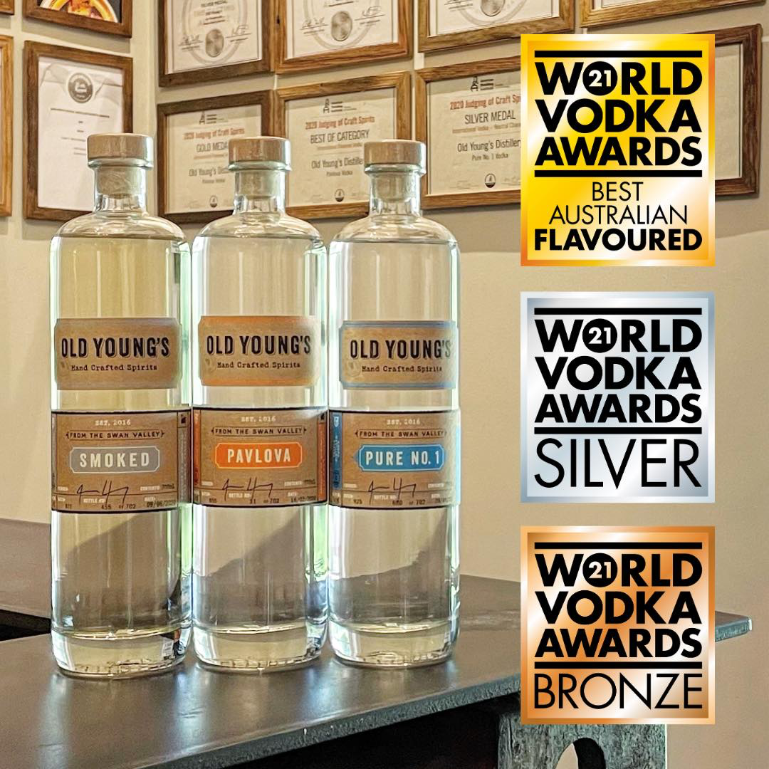 Old Young's (Pure No.1 / Pavlova / Smoked) - Best Australian Flavoured; Silver; Bronze - World Vodka Awards - Australian - 2021