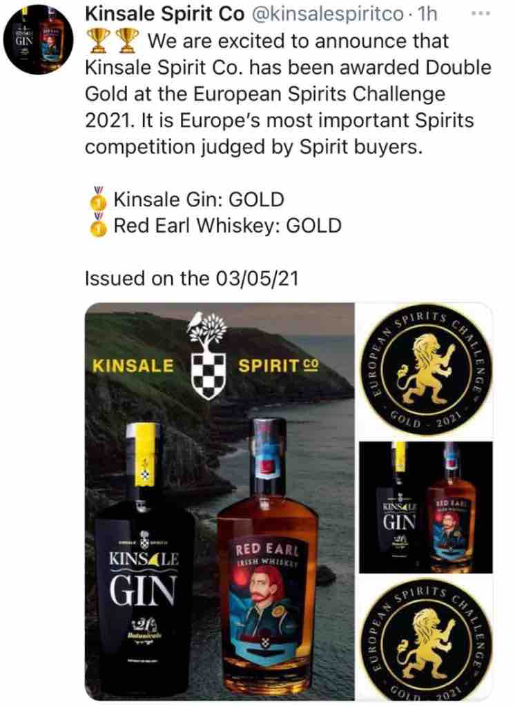 Kinsale Spirit Co. - Double Gold - European Spirits Challenge - Europe - 2021