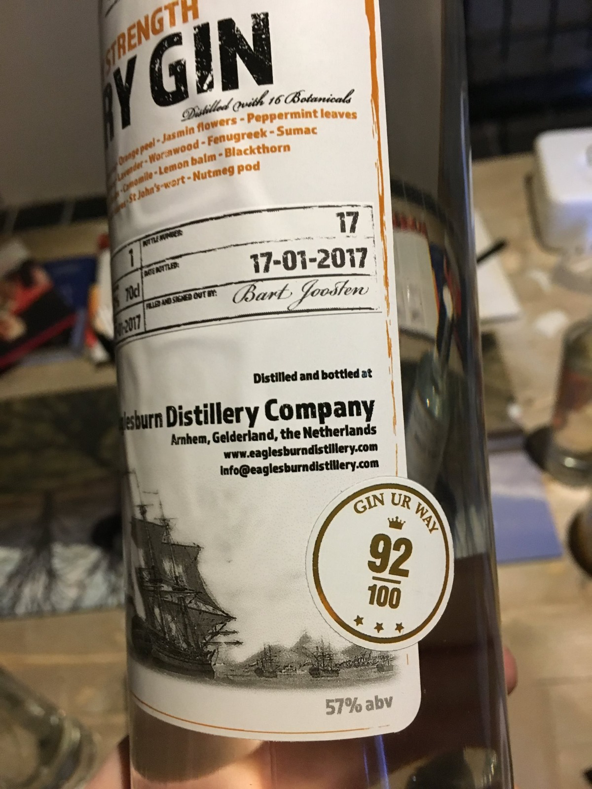 Strength Dry Gin - 92/100 - GIN UR WAY - Arnhem, Gelderland, the Netherlands - 2017