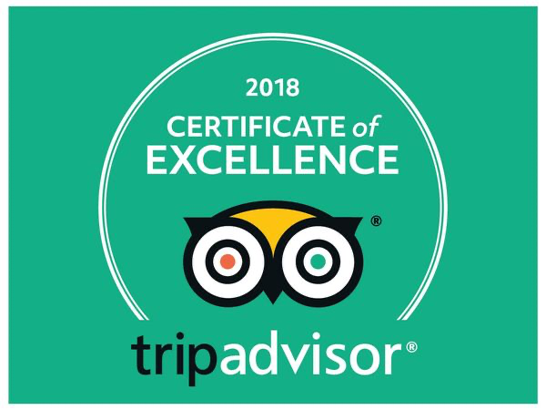 Award winner - Certificate of Excellence - Tripadvisor - 2018