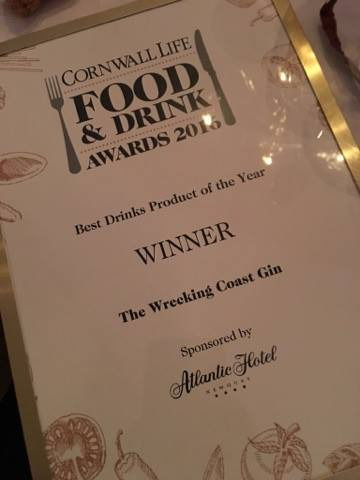 The Wrecking Coast Gin - Winner - Cornwall Life Food & Drink Awards - Cornwall (UK) - 2018