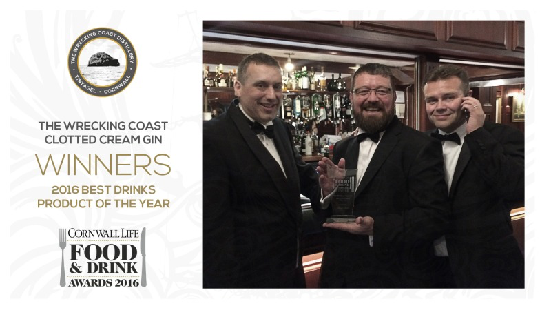 The Wrecking Coast Clotted Cream Gin - Winner - Cornwall Life Food & Drink Awards - Cornwall, UK - 2016