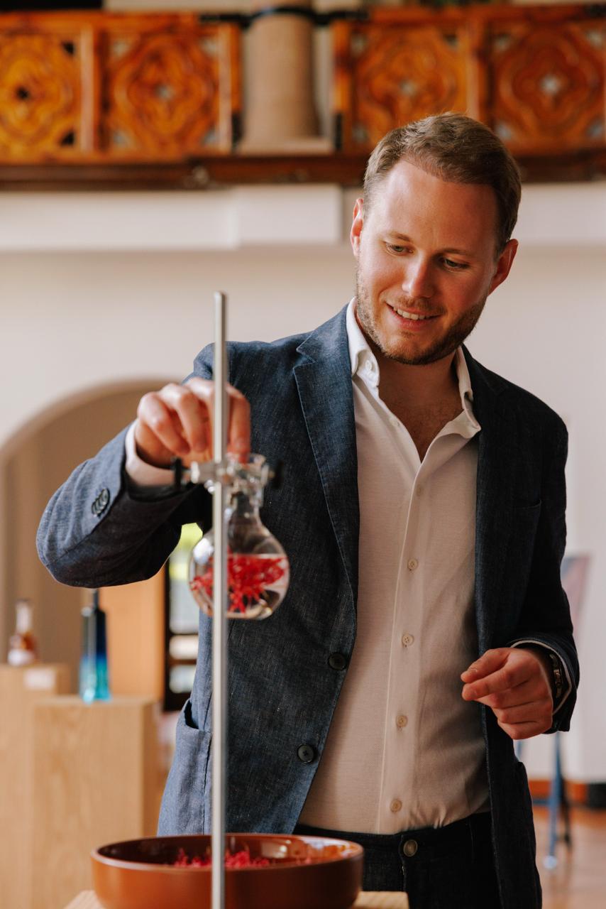 Maxime from Pegasus Distillery working with botanicals