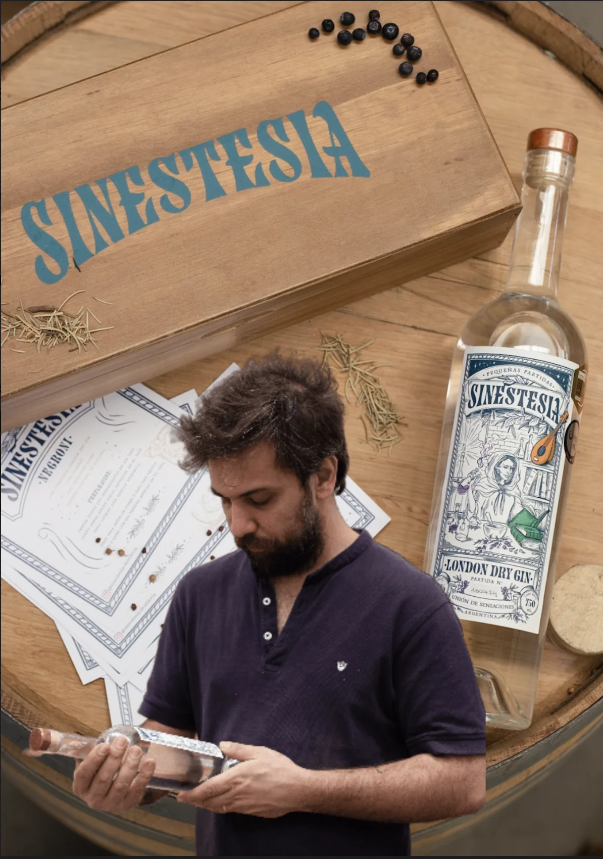 A member of the Sinestesia Distillery team in Argentina.