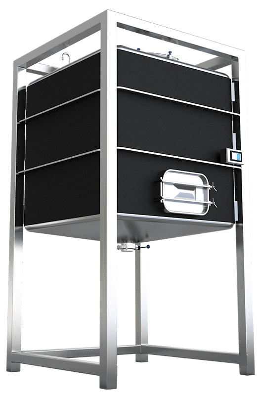 Side perspective of the iStill Fermenter frame and vessel