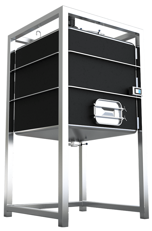 Side perspective of the iStill Masher frame and vessel