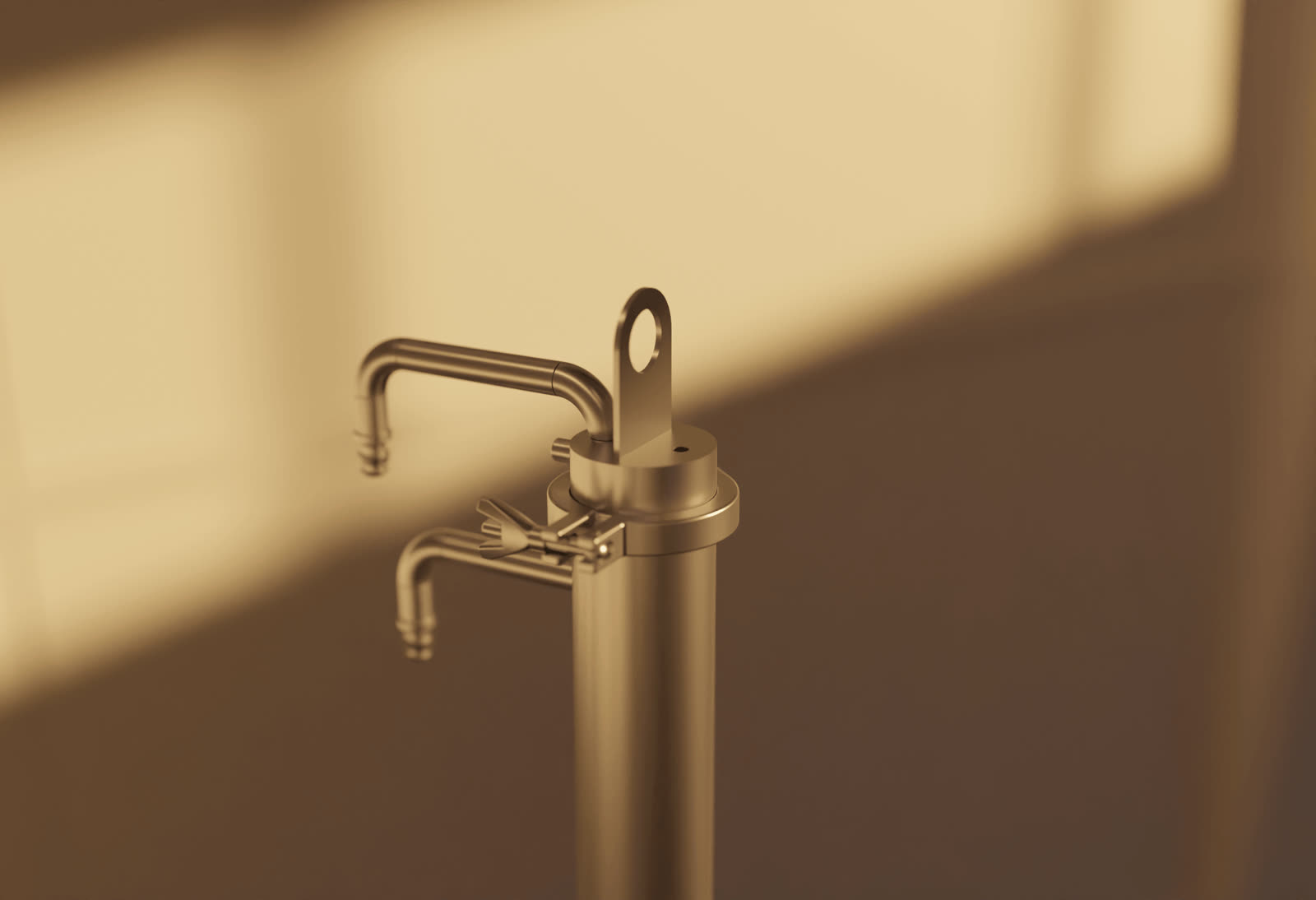 Close-up detail of the iStill Mini condenser and fittings