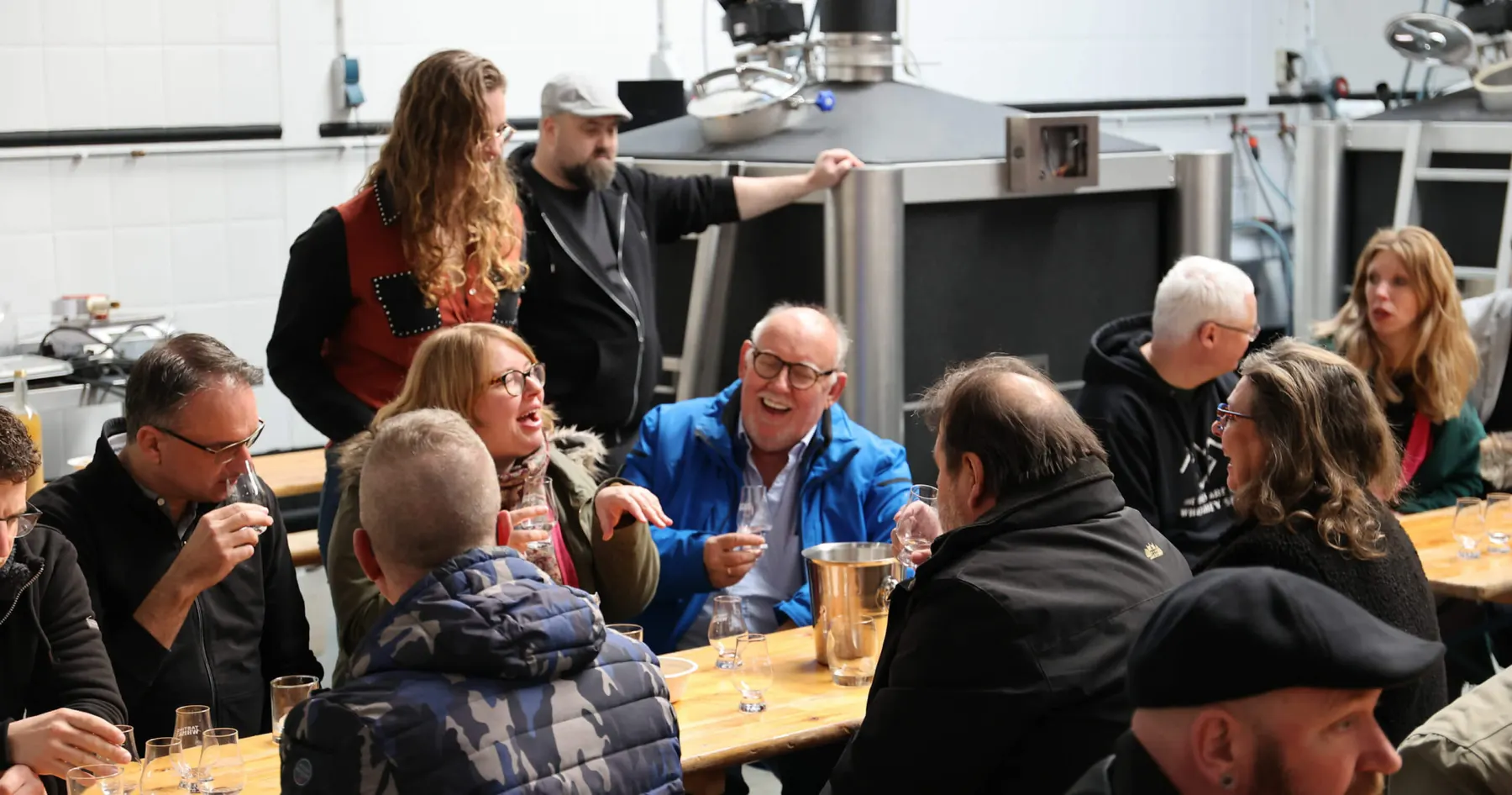 Course participants tasting spirits together at iStill HQ.