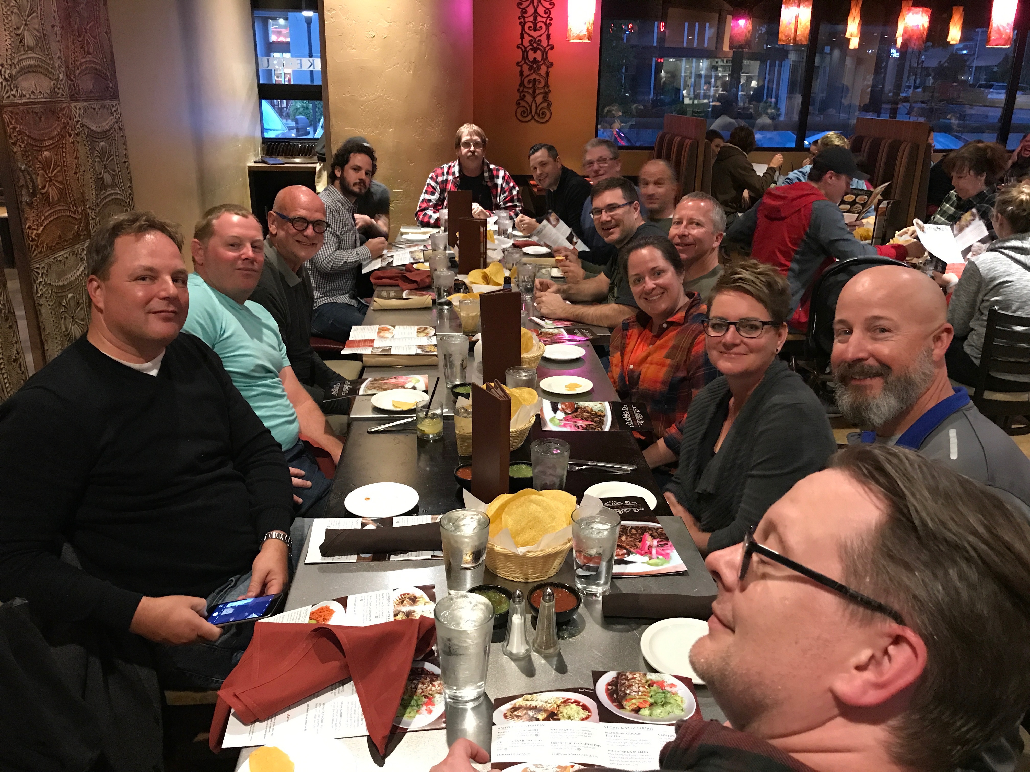 Classmates share dinner after a day at the Utah workshop.