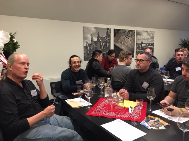 Getting to know fellow students over a meal.