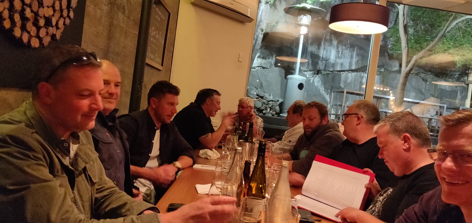 Dinner together during the Australian distilling course.