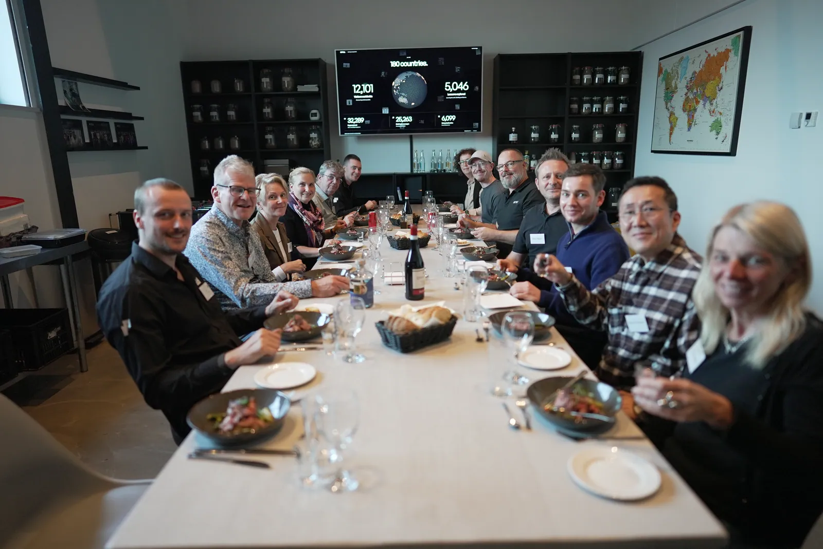 Course participants sharing a group dinner.